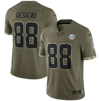 mens nike mike gesicki olive miami dolphins 2022 salute to 